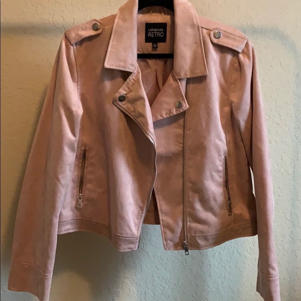 Urban Retro pink suede motorcycle jacket NWOT